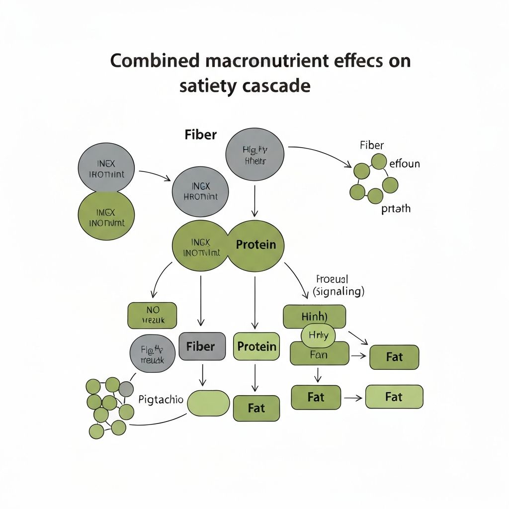Diagram showing combined macronutrient effects on satiety cascade and hormonal signalling
